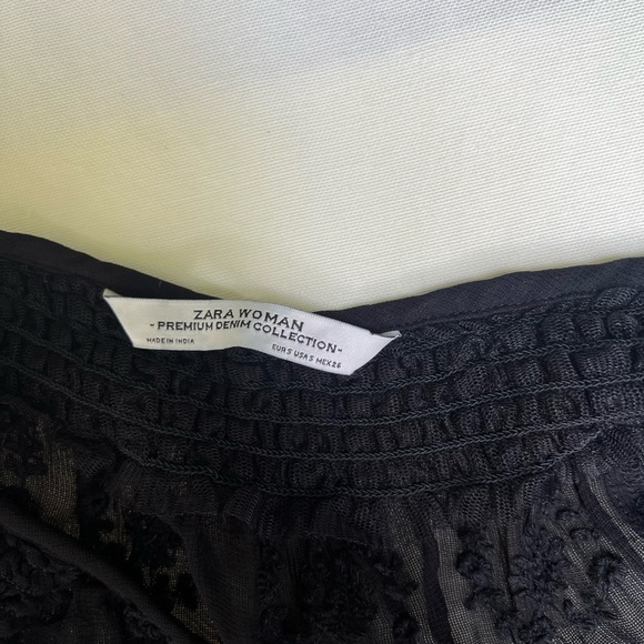 Zara Black Crop Top with Embellished Mandarin Collar - Picture 3 of 13